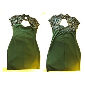 Olive green neck dress